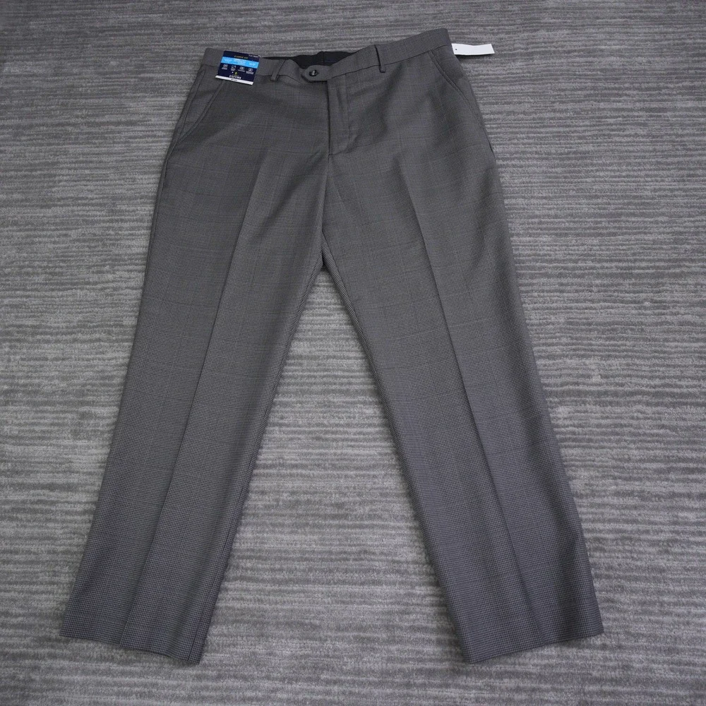 Stafford Dress Pants CoolMax Men Gray Wool Blend Classic New 37x30 Fit (39x29.5)
